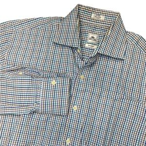 Peter Millar Crown Finish Shirt Blue Gingham Button Up Mens Size M